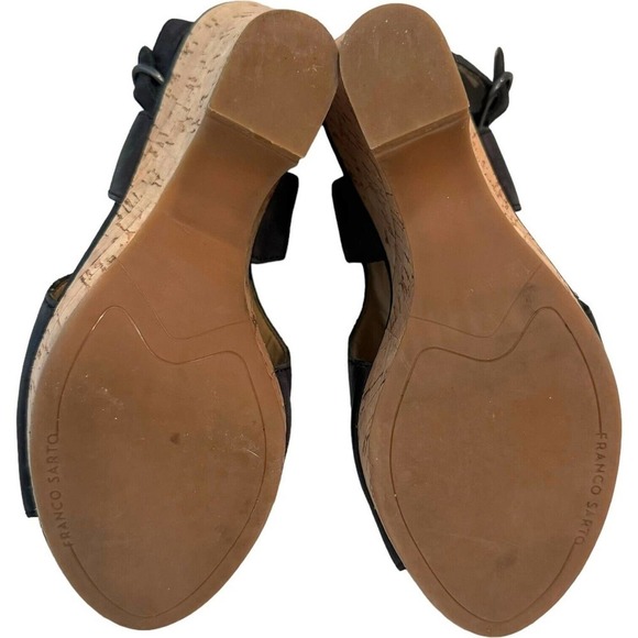 Franco Sarto Gabriel Black Open Toe Ankle Strap Leather Slingback Heel Size 7M - Picture 10 of 12